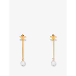 Celine Women Brass Earrings With Triomphe Logo